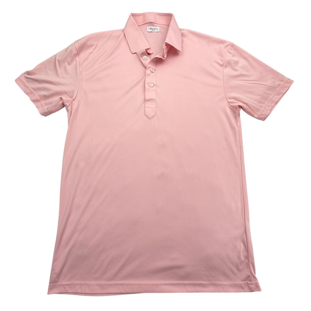 Collars & Co. Polo Shirt Mens L Pink Dress Collar Polyester Jersey Big & Tall